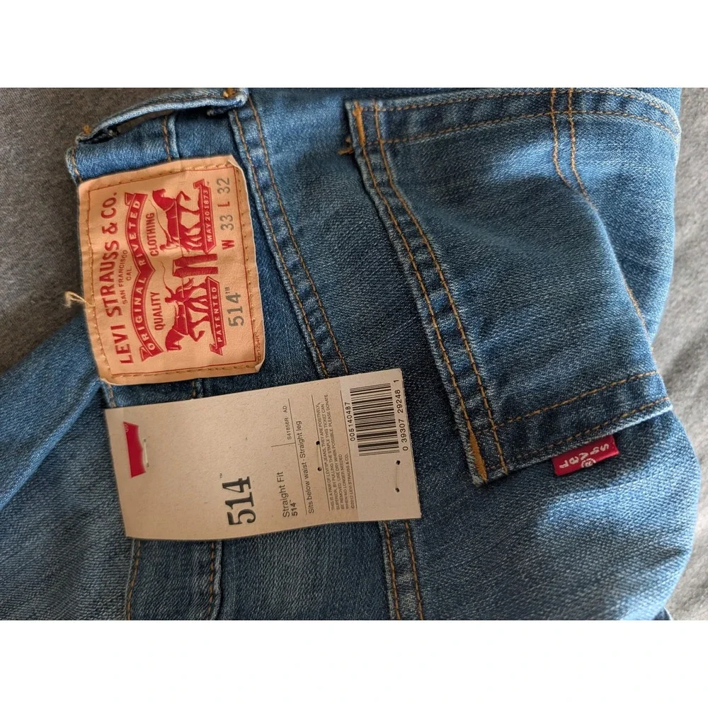 Levis 514 Straight Fit Mens Jeans 33x32 Medium Wash Blue Denim 005140487